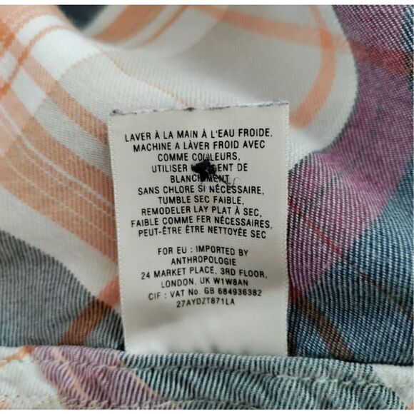 ANTHROPOLOGIE HOLDING HORSES SEAMED PLAID FLANNEL TUNIC SIZE XS - Picture 6 of 6